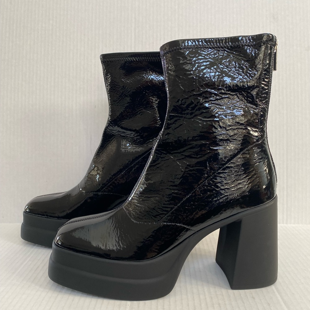 New Free People 
Double Stack Platform Boot Black patent